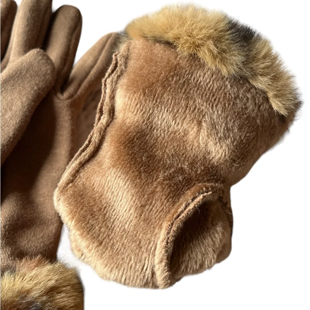 Animal print cuffs cozy gloves